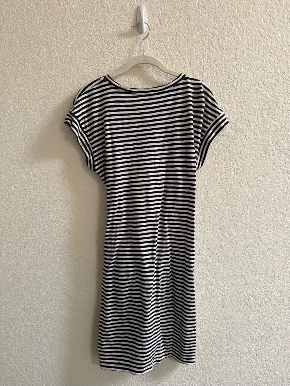 J. Crew Black and White Striped Tee Dress